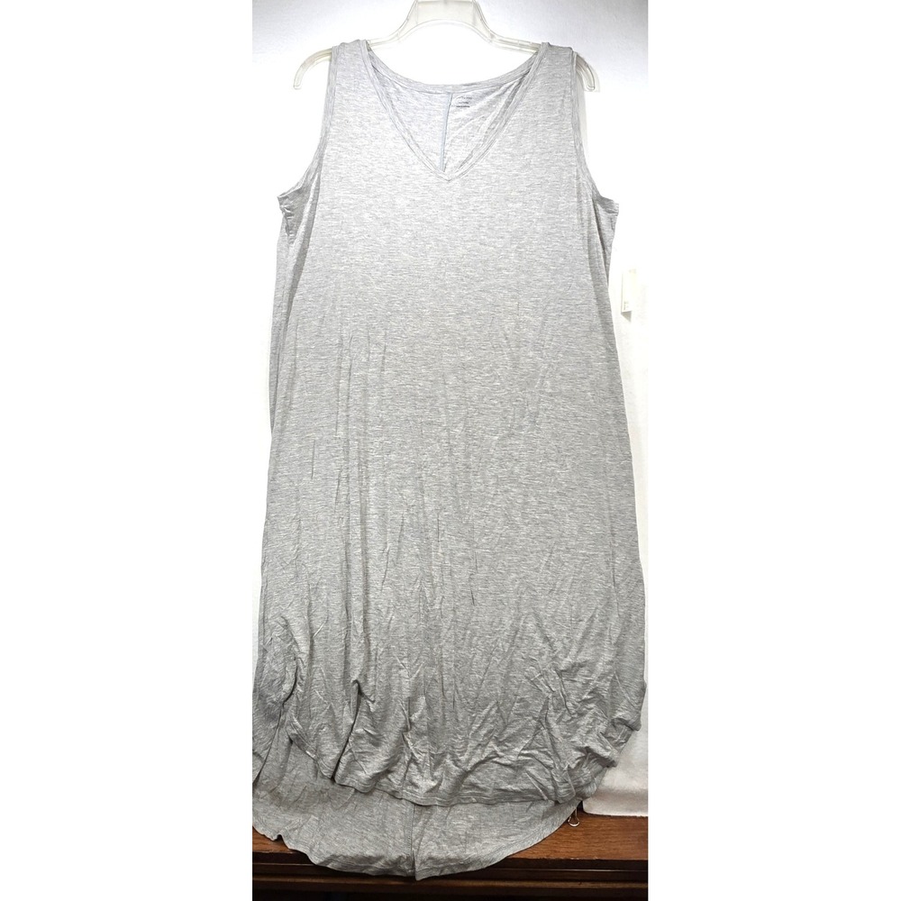 Daily Ritual Womens Sandwashed Jersey Sleeveless V-Neck Midi Dress Grey XXL